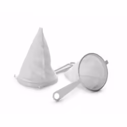PASSOIRE BLANCHE PLATIQUE ET FLANELLE - DIMENSION DIAMETRE 14 CM