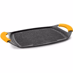 Grill Plancha - IBILI - Modèle BASIC STONE - Fonte daluminium - Antiadhésif façon pierre - 47x29 cm