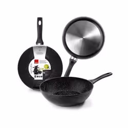IBILI - Wok Natura 30 cm Aluminium Antiadhésif style pierre Compatible avec l’induction