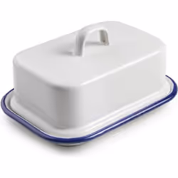 Beurrier - IBILI - Blanca - Acier émaillé vitrifié - 17x12cm - Blanc et bleu