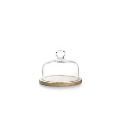 Cloche En Verre avec Support Bois Ø18cm