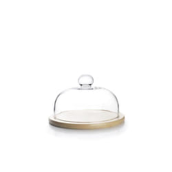 Cloche En Verre avec Support Bois Ø20cm