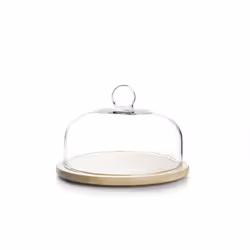 Cloche En Verre avec Support Bois Ø26cm