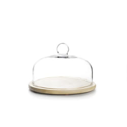 Cloche En Verre avec Support Bois Ø26cm