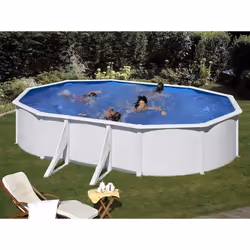 Piscine acier blanc Fidji ovale 527 x 327 x 122 m - Gré - Hors-sol - Filtre à sable