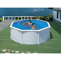 Piscine acier blanc Fidji ronde 370 x 122 m - Gré - Rond - Hors-sol - Filtre à sable