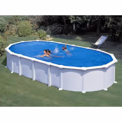 Piscine hors-sol acier blanc Haïti ovale de la marque Gré. Cette gamme de piscines ovales en acier vous offrira un grand espa ...