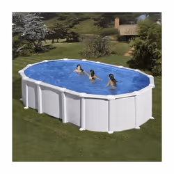 Piscine Hors Sol Haiti Ovale 6,34 x 3,99 H1,32 mDimensions Extérieures :634 x 399 x 132 cmDimensions Intérieures : 610 x 375  ...