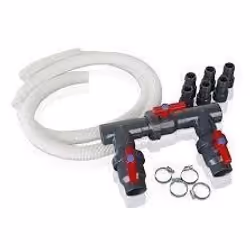 Gre AR2000, Kit de déviation de pompe à chaleur, PVC, Noir, Blanc, Triple, Vanne à boule, 480 mm