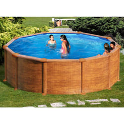 GRE - Piscine acier aspect bois Mauritius ronde 4,80 x 1,32 m - Gré
