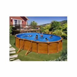Kit de piscine hors-sol en acier aspect bois modèle ovale MAURITIUS Equipements et accessoires inclus dans le kit Mauritius:  ...