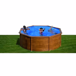 Gre KITPR353W piscine hors sol Rond 10102 L Bleu, Bois