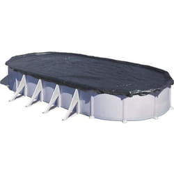 GRE - Bâche dhivernage  pour piscine tubulaire hors-sol ovale 73 x 375 m - 180g/m² en polyéthylène noir