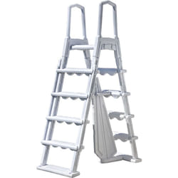 GRE - chelle de sécurité moulé avec plateforme pour piscine de hauteur 120 cm/132 cm - blanc