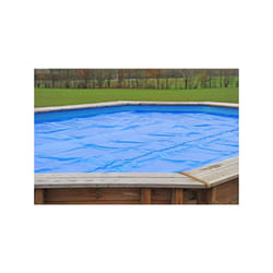 Bâche été à bulles pour piscine bois ovale ORANGE de dimensions intérieures 7,05 x 4,08m - Couleur bleu