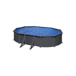GRE - Piscine acier gris anthracite Juni ovale 6,34 x 3,99 x 1,32 m - Gré