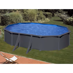 La piscine acier gris anthracite Juni ovale de la marque Gré. Toutes les piscines acier de la gamme Juni sont livrées avec un ...