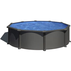 Kit Piscine hors sol acier grise anthracite ronde Juni Ø480 x H132 cm (Livrée avec filtre a sable + sable + échelle + t - GRE