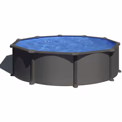 La piscine acier gris anthracite Juni ronde de la marque Gré Les piscines rondes de la gamme Juni sont livrées avec un équipe ...