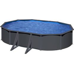 GRE - Piscine acier gris anthracite Louko ovale 6,34 x 3,99 x 1,22 m - Gré