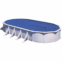 Bâche à bulles pour piscine hors-sol acier ovale - Gré Dimensions extérieures de la piscine : 9,20 x 5,05 m Dimensions intéri ...