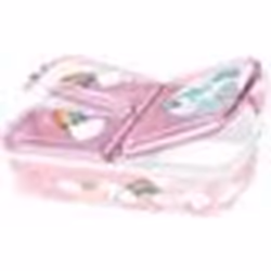 Boite à gouter - Licorne - 3 Compartiments - Mélamine - 18x13x5 cm - Rose