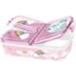 Boite à gouter - Licorne - 3 Compartiments - Mélamine - 18x13x5 cm - Rose
