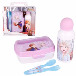 Ensemble de Boîtes à Lunch - Disney Frozen - Gourde Aluminium - Couverts Inclus - Enfants