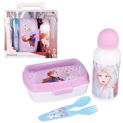 Ensemble de Boîtes à Lunch - Disney Frozen - Gourde Aluminium - Couverts Inclus - Enfants