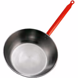 Poêle à frire profonde polie avec manche et pied, 24 cm. - Avec manche. - Polie. - Diamètre : 24 cm. - Dimensions : 45 x 25 x ...