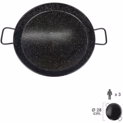 Poêle à paella émaillée 3 personnes/28 cm. - Idéale pour préparer des paellas. - Pour 3 personnes. - Diamètre 28 cm.