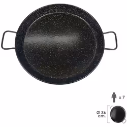 Poêle à paella émaillée 7 personnes/36 cm. - Idéale pour préparer des paellas. - Pour 7 personnes. - Diamètre 36 cm.
