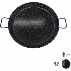 Poêle à paella émaillée 8 personnes/38 cm. - Idéale pour préparer des paellas. - Pour 8 personnes. - Diamètre 38 cm.