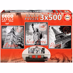 Educa 3X500 Grandes Villes ´Deco Puzzle´, 1500 pièce(s), 10 an(s)