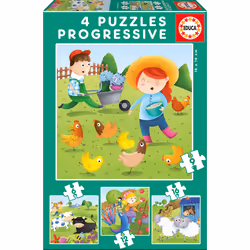 Educa Progressif Animaux De La Ferme 6+9+12+16 Pcs, 43 pièce(s), 3 an(s)