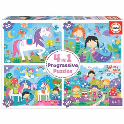 Puzzle progressif 4 en 1 monde fantastique Educa
