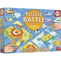 Puzzle - EDUCA - Battle Jr Animals - 16 puzzles - 9 pièces par puzzle - Pour enfants à partir de 4 ans