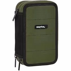 Safta Pochette à crayons triple Dark forest Noir Vert 12.5 x 19.5 x 5.5 cm (36 Pièces)