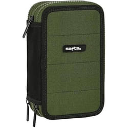 Safta Pochette à crayons triple Dark forest Noir Vert 12.5 x 19.5 x 5.5 cm (36 Pièces)