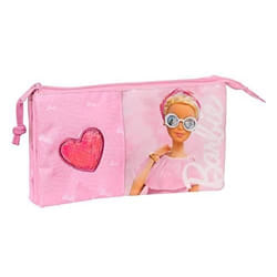 Barbie Trousse Fourre-Tout Triple Girl Rose 22 x 12 x 3 cm
