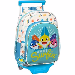 Baby Shark Cartable à roulettes Surfing Bleu Blanc 26 x 34 x 11 cm