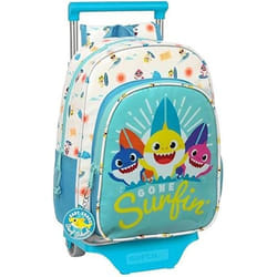 Baby Shark Cartable à roulettes Surfing Bleu Blanc 26 x 34 x 11 cm