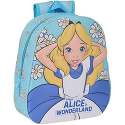 Sac à dos décole - SAFTA - Alicia au pays des merveilles - Design 3D - Adaptable au chariot - Bleu ciel