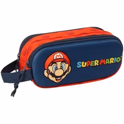 Trousse double 3D - SAFTA - SUPER MARIO 3D - Confortable - Polyvalente - Enfants scolaires