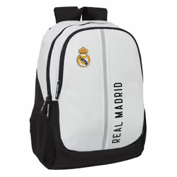 Sac à dos scolaire SAFTA - Real Madrid 1ère équipe 24/25 - Blanc - Pour enfants de différents âges