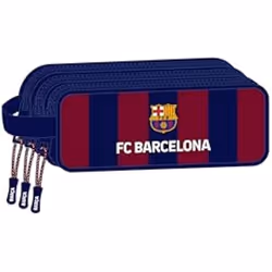 Trousse triple fermeture éclair - SAFTA - F.C. Barcelone - Bleu - Enfant - Résistante