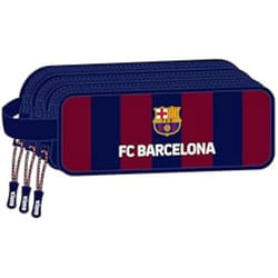 Trousse triple fermeture éclair - SAFTA - F.C. Barcelone - Bleu - Enfant - Résistante
