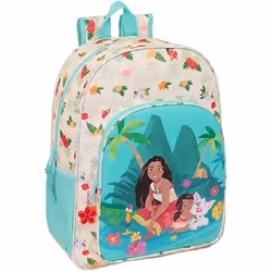 Sac à dos scolaire - SAFTA - VAIANA - Beige/Bleu - 33x14x42 cm - Adaptable au chariot