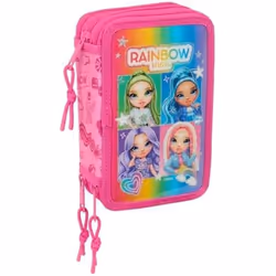Trousse Scolaire - SAFTA - Rainbow High Shine - 37 Outils Inclus - Multicolore - Enfants 5-14 Ans