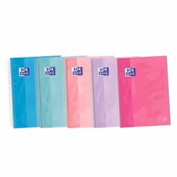 Oxford 400133561, Monochromatique, Multicolore, A5+, 120 feuilles, Papier quadrillé, Couverture rigide